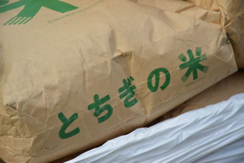 なぜかなぜか種もみはとちぎ米の袋に入っています。もしかしたら、中古品の袋は栃木のものは茨城へ、茨城のものは栃木へと、混同防止のために相互に行き来してたりして・・・