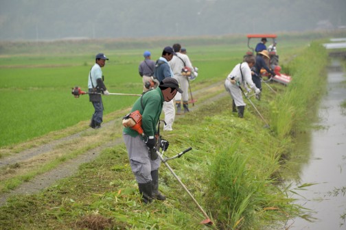 島地区農地水環境保全会のニプロスライドモアTDC1200を使った草刈り。