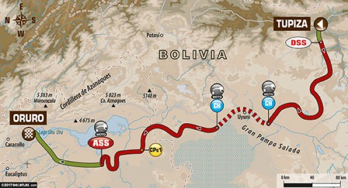 ステージ5はボイリビアのトゥピザ→オルロ。447kmのスペシャルを含む692kmです。