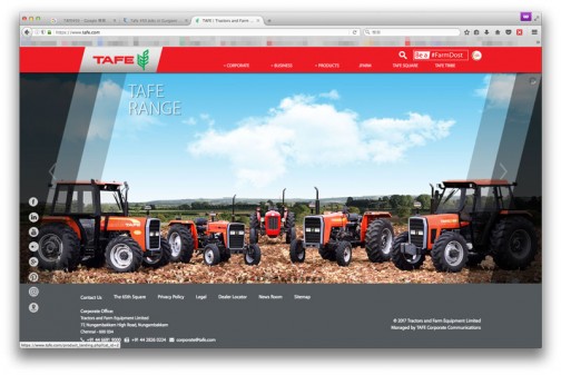TAFEは調べてみるとインドの会社。Tractors and Farm Equipment Limitedの頭をとってTAFEみたいです。