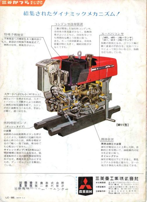 そもそも現在は小型エンジン単体でこんなゴージャスな透視図つきのカタログが成立しそうにありません。当時のエンジンは貴重で高価なものだったのでしょうね。
