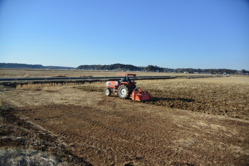 飼料稲の田んぼ、堆肥が撒かれてからの荒起こしの様子
