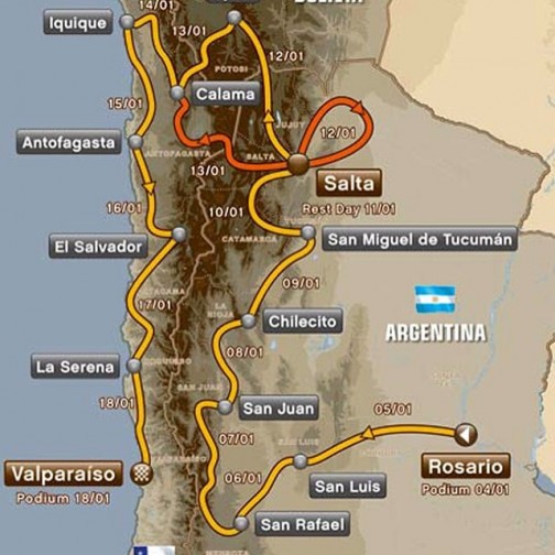 2014年はアルゼンチンをスタートして、ボリビアを通り、チリのゴールです。