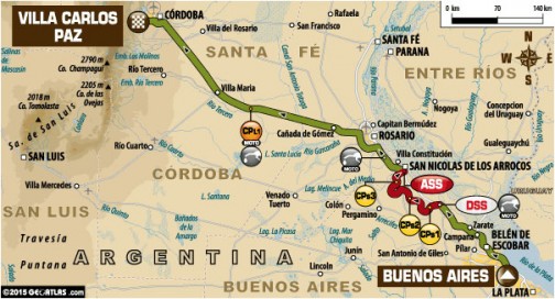 今日は（といっても時差の関係で向こうは1月4日ですが）ブエノスアイレスからコルドバまで、リエゾン663キロ、SS170キロの833キロの行程・・・初日は肩ならしでしょうが、気が遠くなります。