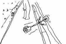 畦畔草を刈り始めて空き缶などがあったので、道路の縁石にエンジンを切らずに置き、後ろ向きに空き缶を拾っている間に、エンジンの振動で刈り払い機が路面を移動し、刃が左足首に当たったそうです。