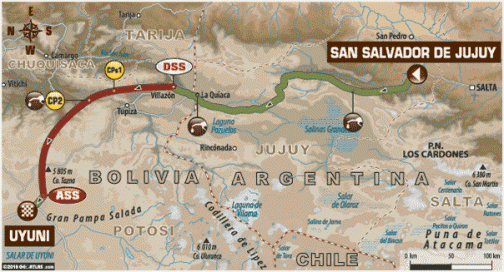 サン・サルバドール・デ・フフイ→ウユニはスペシャルステージ327キロ、リエゾン314キロで争われます。