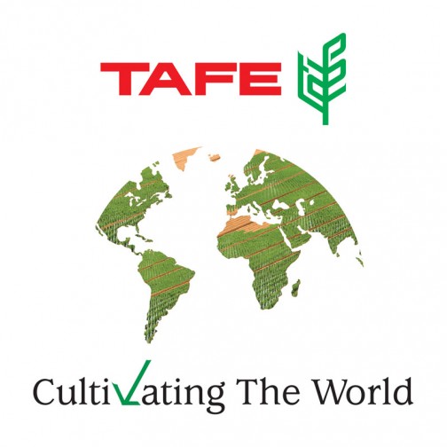 これがTAFEのロゴ。インドの会社だからインドが真ん中に来るかと思ったら、そうじゃないんですね。TAFEワールドロゴ・・・とあるのでそういうわけにも行かないのか・・・これを見ると世界の中心はヨーロッパだということがわかります。