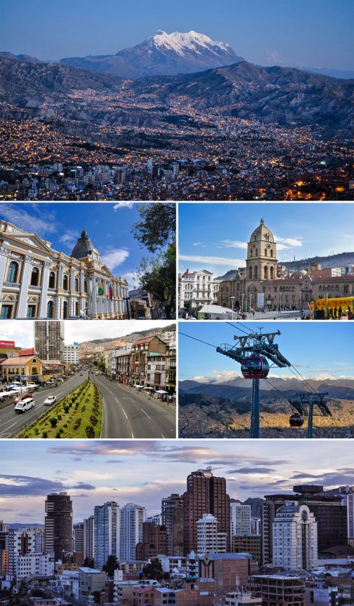 写真はWikipediaより。人口は70万人強、ヌエストラ・セニョーラ・デ・ラ・パス・・・「私たちの平和」という意味でしょうか・・・自然は厳しそうですけど、きれいな街ですね。