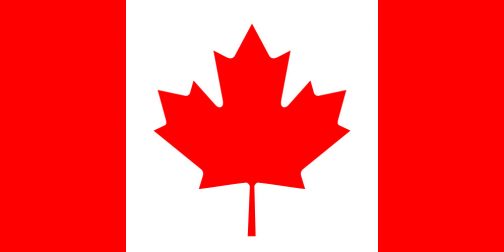 カナダ国旗は左右対称のように見えます。
