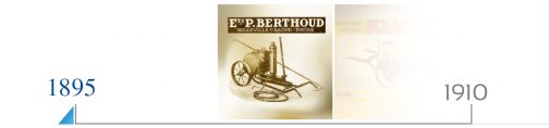 BERTHOUDは1895年創業でフランスにおける植物防除用スプレーヤーの先駆者だそうです。画像にあるような、ぶどう畑で使われる背負い式のスプレーヤーから始まったわけです。それから120年・・・先日のジョンディアが27馬力のトラクターが100年で620馬力の超巨大トラクターになってしまったように、このBERTHOUDもせいぜい20Lの背負い式が3200Lのスプレーヤーになってしまったのですね。