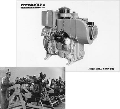 KP209・・・2気筒エンジンでしょうか？このエンジンとヰセキのポルシェ・ディーゼル社との技術提携が合体し、日本でのポルシェ・ディーゼルの発売が成ったということだったのですね！
