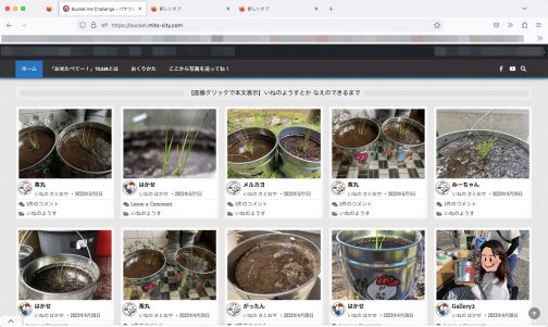 パソコンで見るとこのようにバケツが並ぶようになっています。