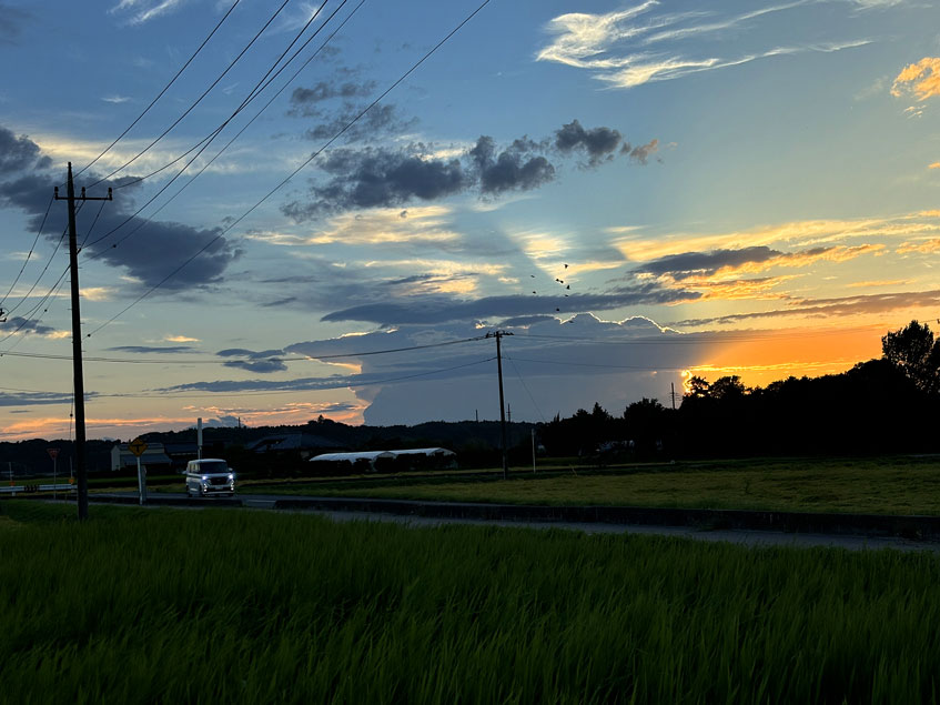 悲観的な話になっちゃいました。とはいうものの、繰り返しますが島地区のゴミ集積所はそこそこ・・・いや80点の良いできです。（写真は昨日の夕方見た、ショートケーキみたいな雲）