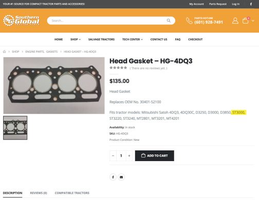 適合トラクターにST3000とあるのがわかるでしょうか？