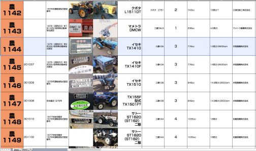 シートに記入します。1978年型式認定はコンプリートまで残り後わずかなのですが、残る農機は希少種ばかり。なかなか難易度が高いです。