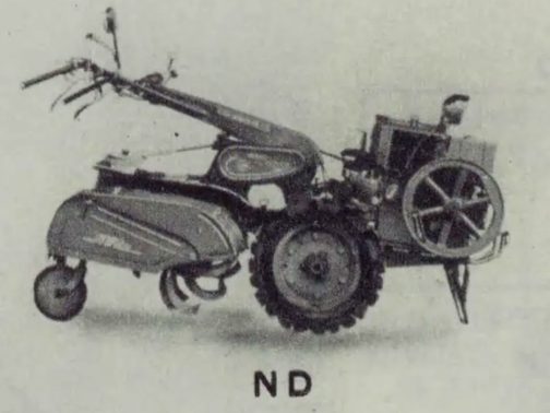 拡大します。ロータリー式の耕運機でOEMなのかもしすがれませんが発動機も野田式5A型という500ccクラスのエンジンを搭載しています。60年といえば野田産業が上場した年で結構大きな会社となっていたようですのでエンジンももしかしたら生産していたかもしれません。
